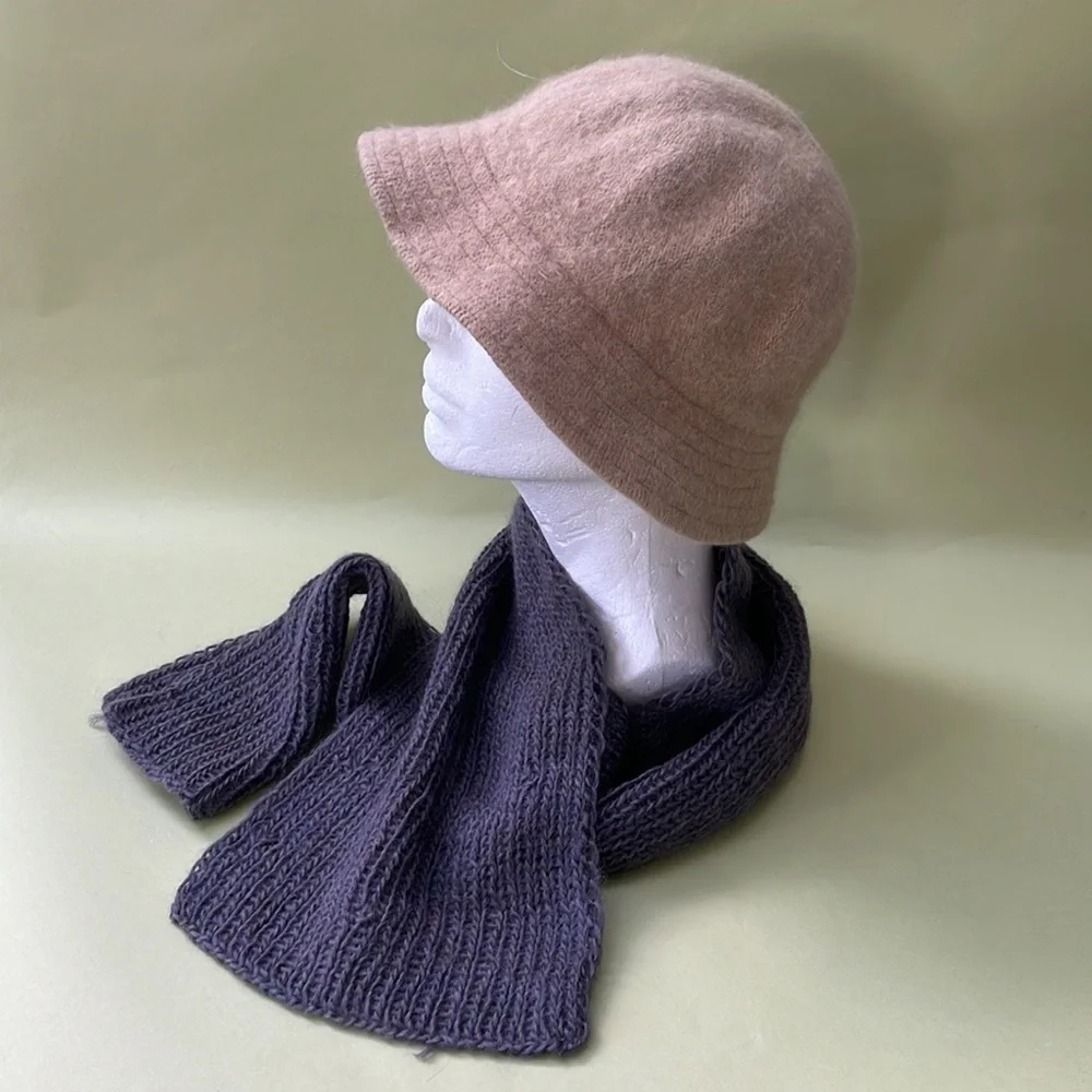 Hand knitted dark gray 100% scarf